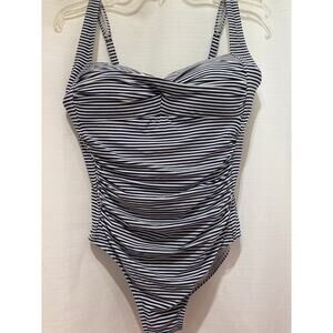 BOND-EYE Australia Navy White Stripe One Piece Swimsuit Size 8 US D/DD